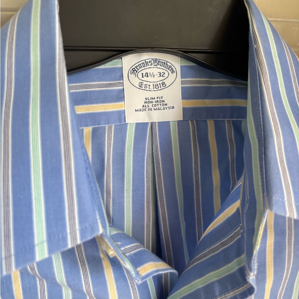 Brooks Brothers Blue Striped Slim Fit Men's Shirt
